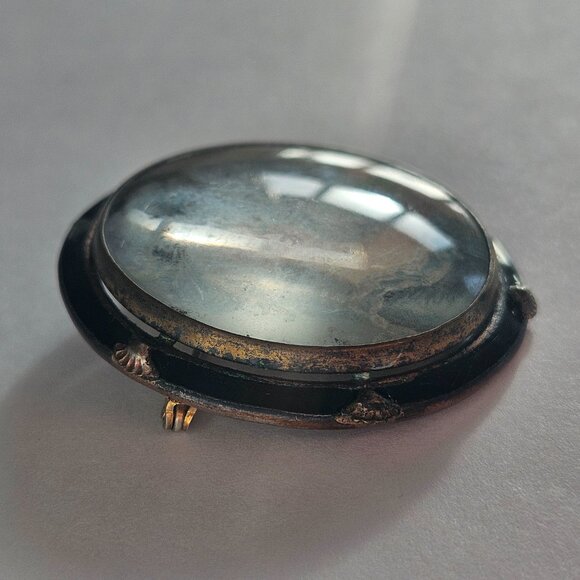 Antique French Art Nuevo Marie Antoinette Miniature Painted Enamel Brooch 1.8" - Picture 2 of 6